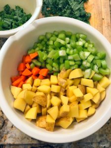 chopped vegetables in bowl